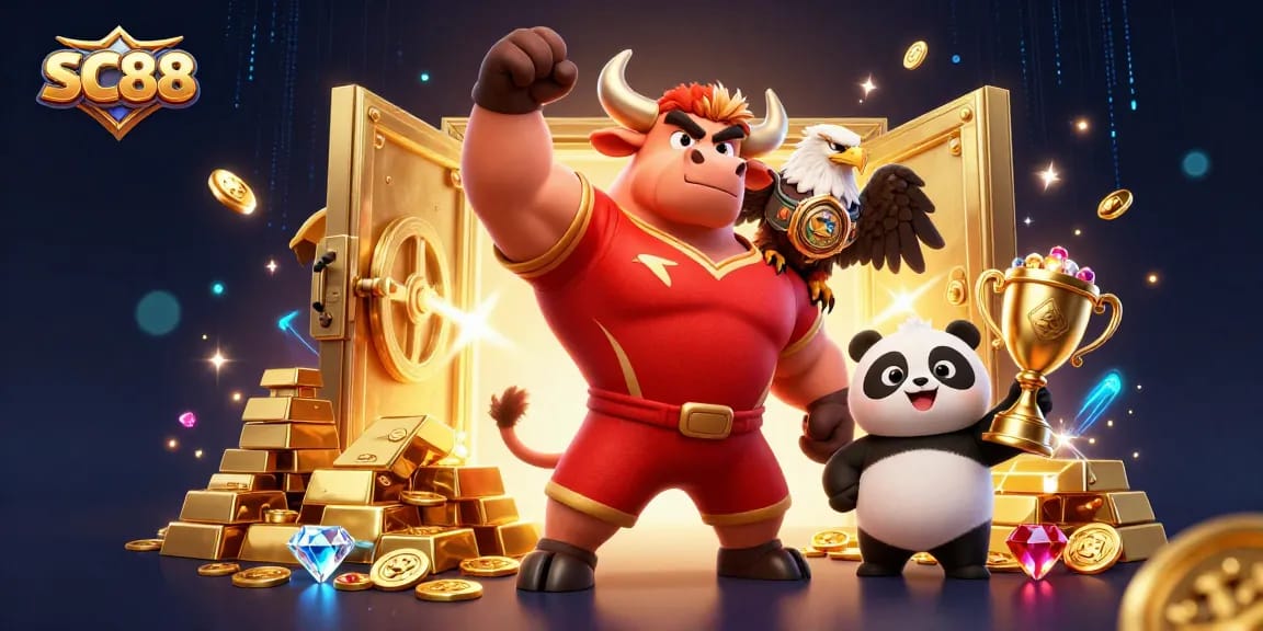 Experience thrilling gameplay with SC88's animated casino characters and vibrant treasures.