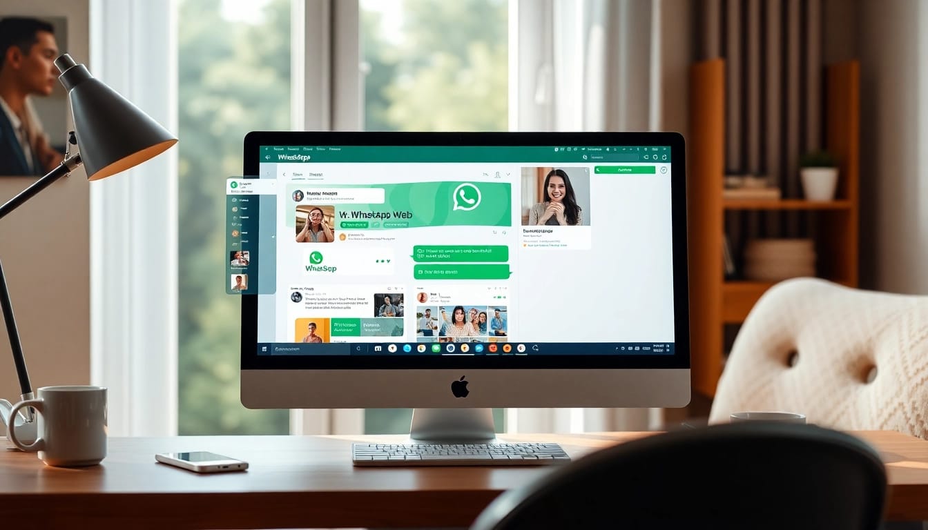 展示消息功能的 WhatsApp Web 界面,体现 快连官网 的用户友好沟通。