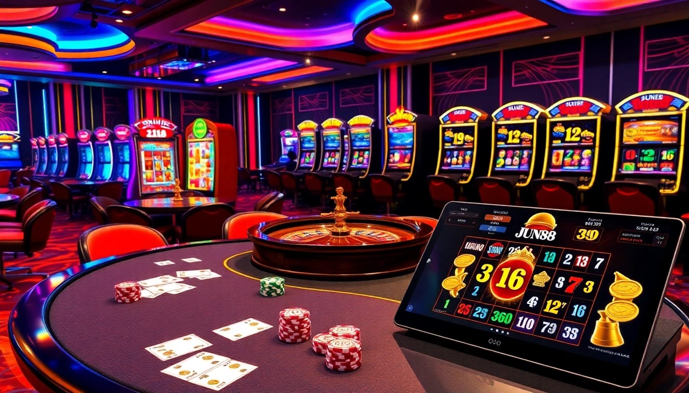 Engaging scene from the trang chủ Jun88 casino showcasing vibrant games and betting excitement.