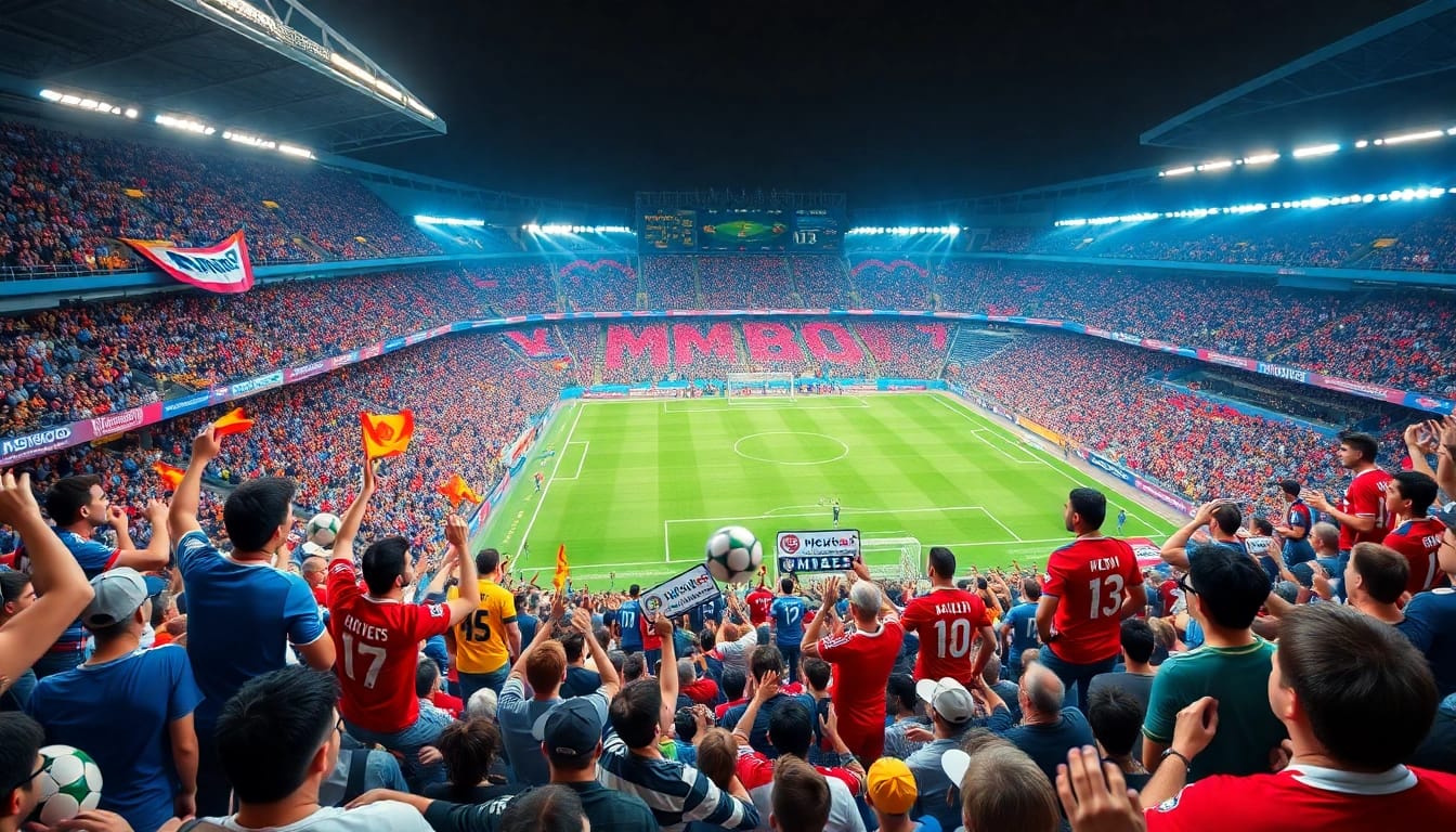 Exciting match day scene at MM88 stadium showcasing passionate fans and vibrant colors related to mm88 futbol.