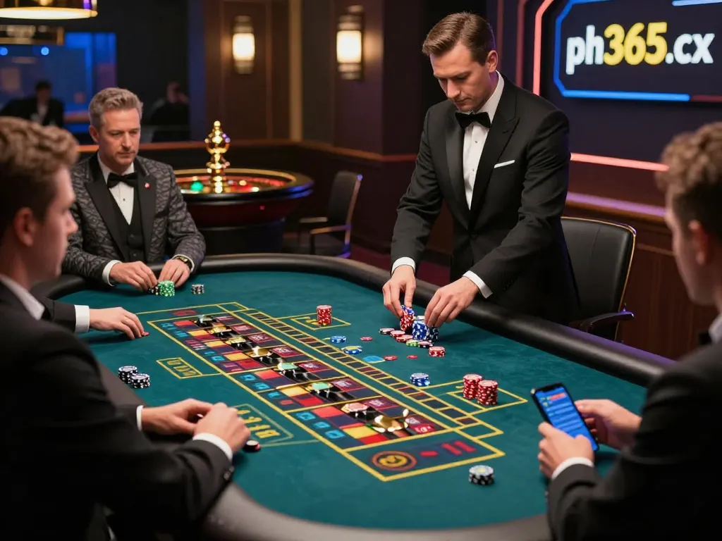 Experience thrilling live betting at https://ph365.cx/ with an engaging roulette table scene featuring active players.