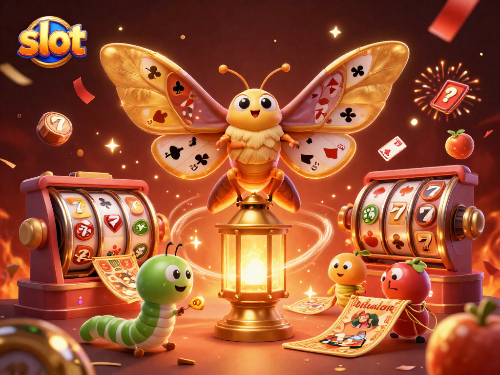 Spin the slot reels surrounded by a vibrant 3D scene featuring lucky symbols and golden elements.
