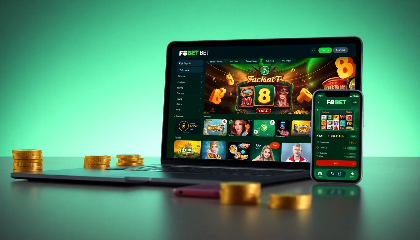 Experience the excitement of F8 BET with a modern online gambling platform interface showcasing various games.