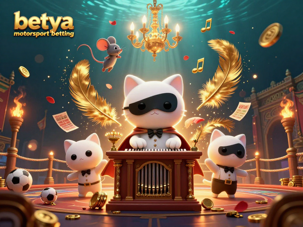 Experience betya motorsport betting through a vibrant 3D illustration of racing-themed action in a casino setting.