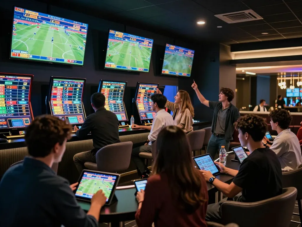 Sports betting enthusiasts review soi keo nha cai odds in a lively upscale lounge