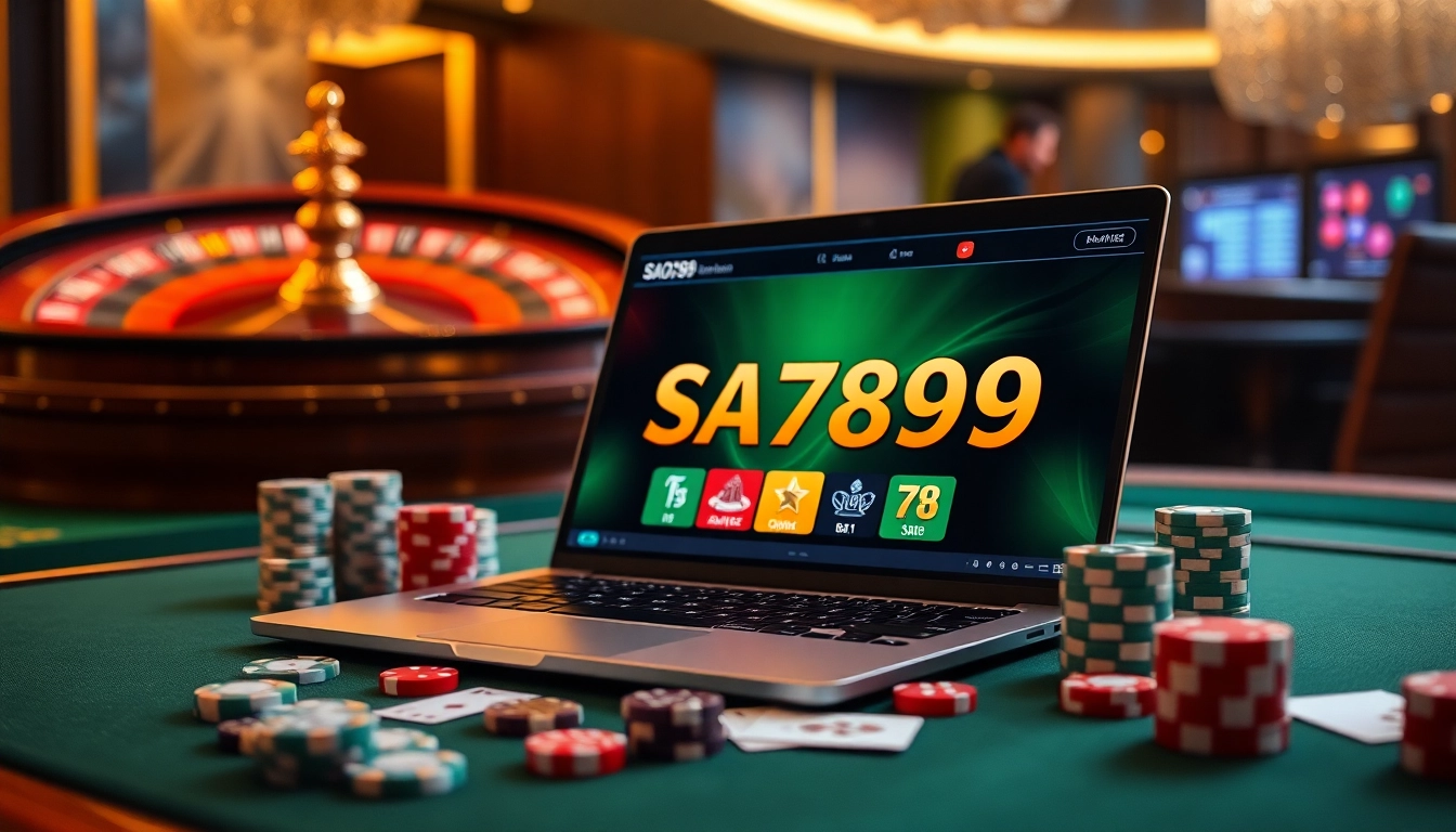 Experience excitement with SAO789's online casino gameplay featuring chips and cards on a stylish setup.