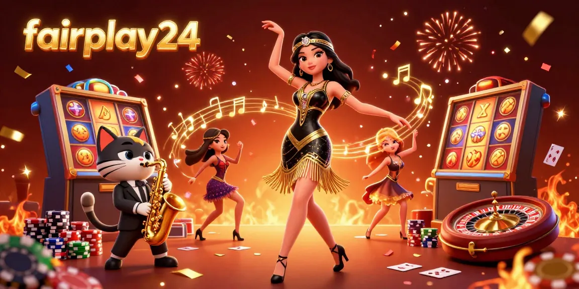 Experience exciting gameplay with fairplay24 through our vibrant casino illustration featuring dynamic characters and elements.