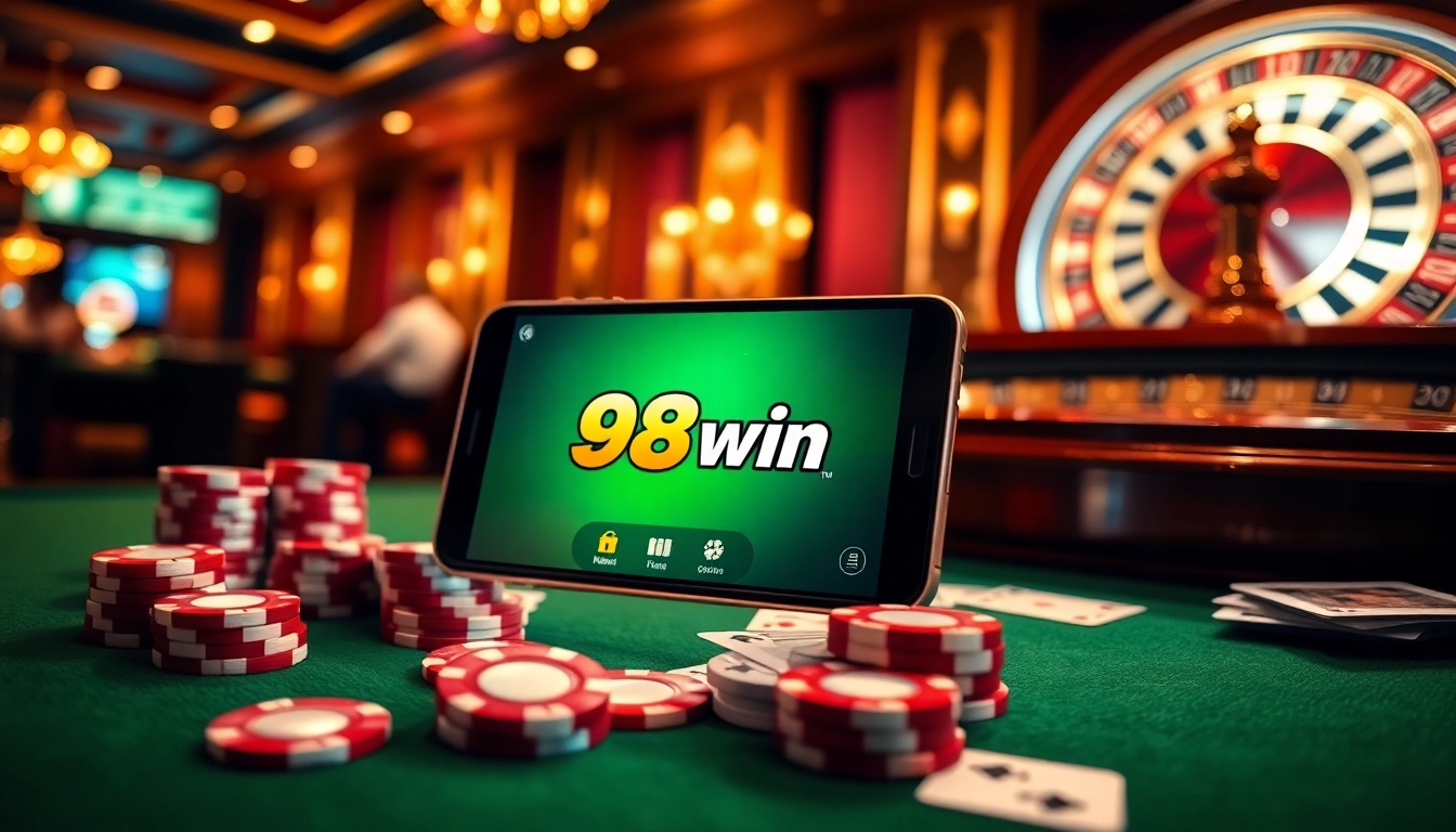 Experience thrilling gameplay with the app 98win in a luxurious casino setting.