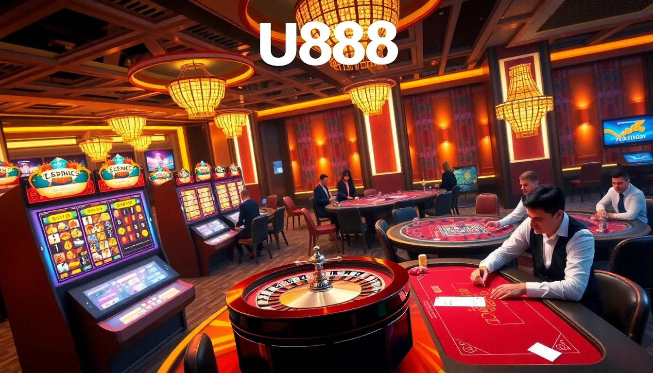 Gamble at U888's vibrant online casino featuring stunning slot machines and engaging tables.