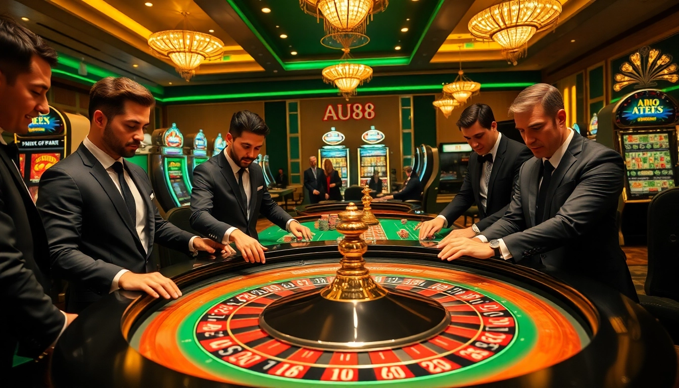 Experience thrilling roulette action at AU88 with vibrant colors and energetic players.