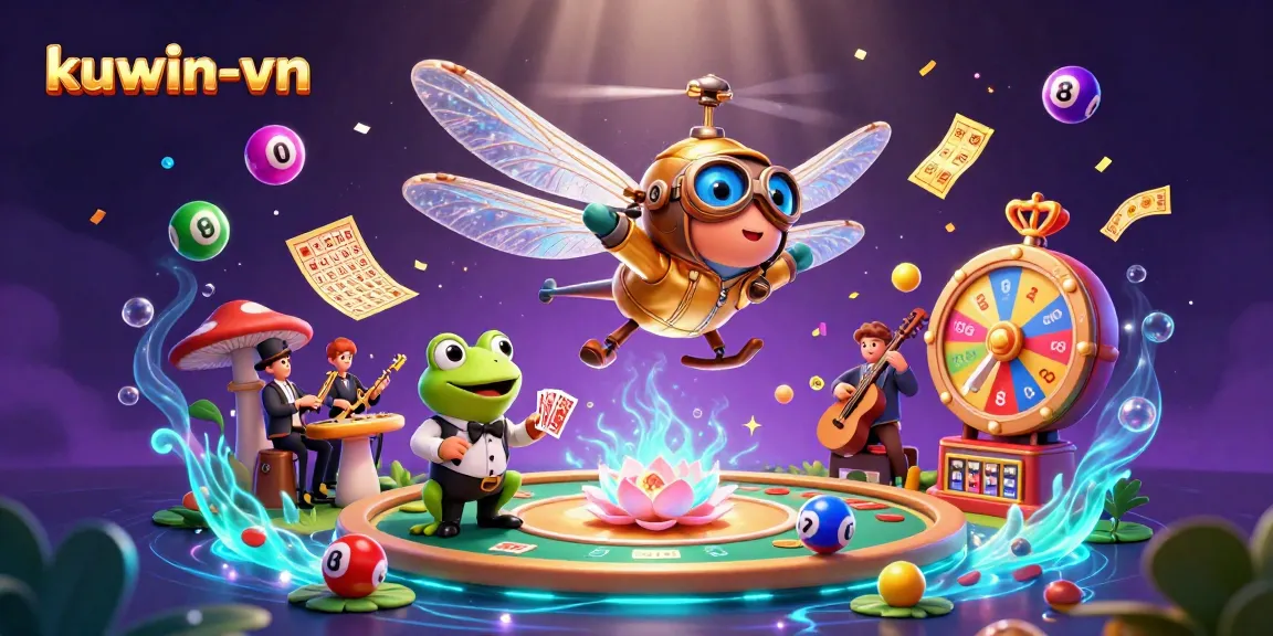 Engage with kuwin-vn’s vibrant lottery scene featuring lively characters, colorful lottery elements, and dynamic casino action.