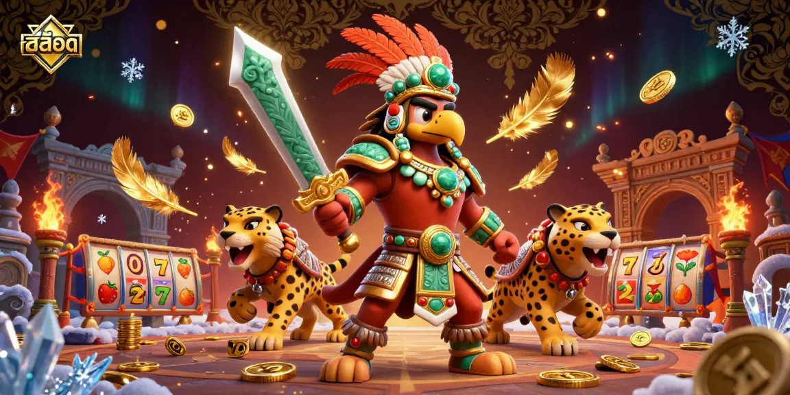 Experience thrilling slot games with สล็อต illustrated by Aztec warriors in a stunning 3D art scene.