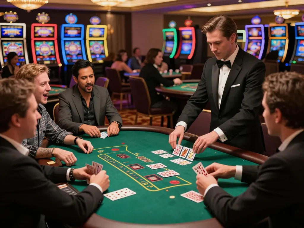 Players enjoying intense blackjack games at dh88 casino floor with vibrant atmosphere