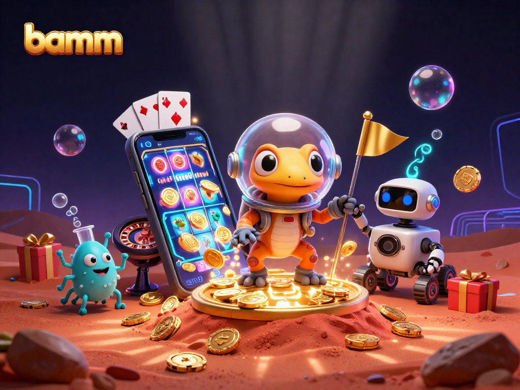 Join the Martian gecko at bamm's golden casino adventure, uncovering treasures and excitement!