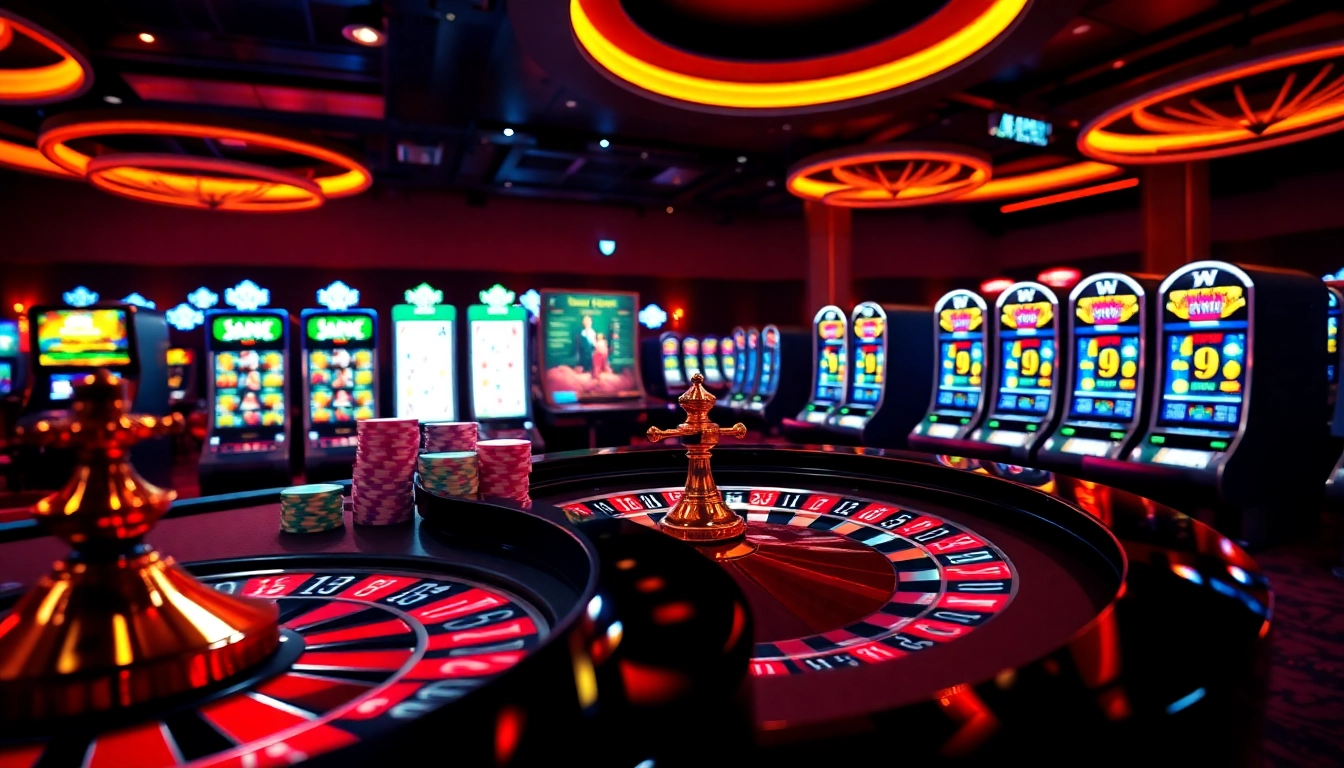 Explore the exciting interface of a trang web cá cược featuring roulette, poker, and slot machines.
