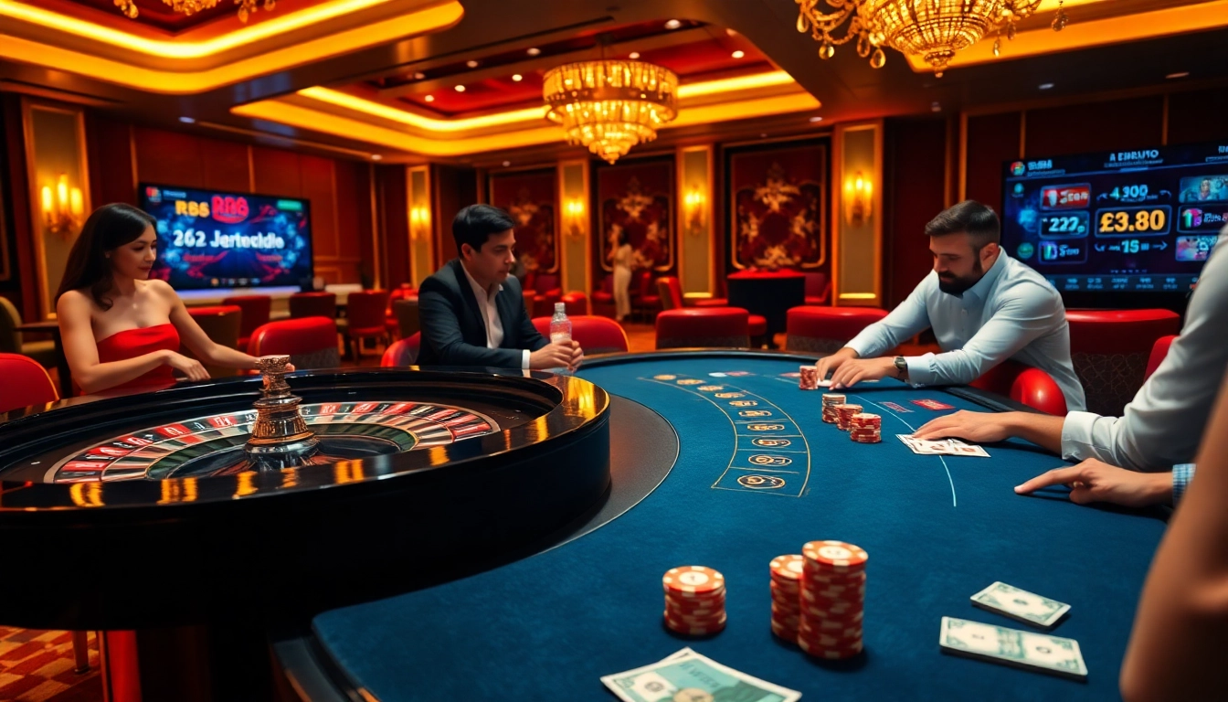 Exciting RR88 Đăng nhập casino experience with roulette, poker tables, and vibrant gameplay.