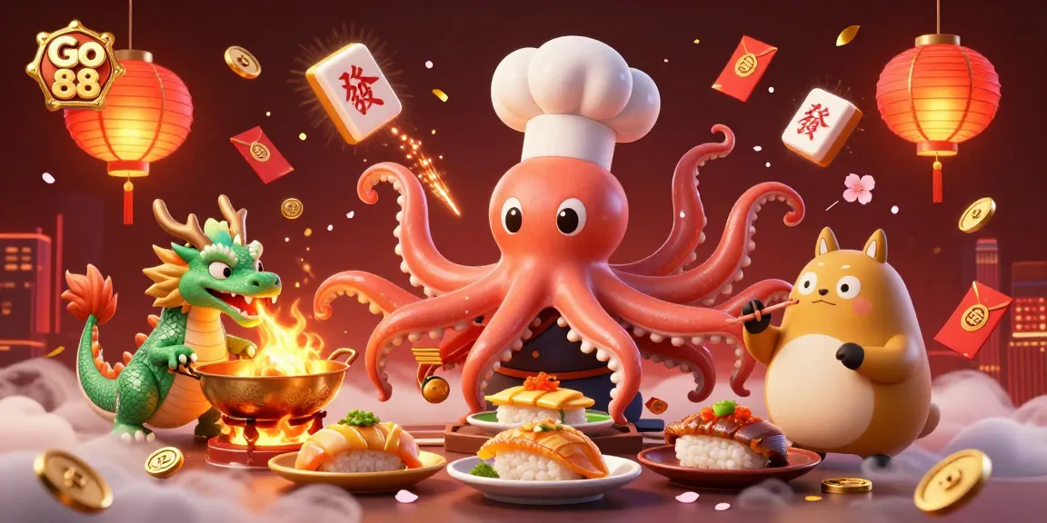 Experience the excitement at Go 88 with a dynamic casino scene featuring vibrant characters.