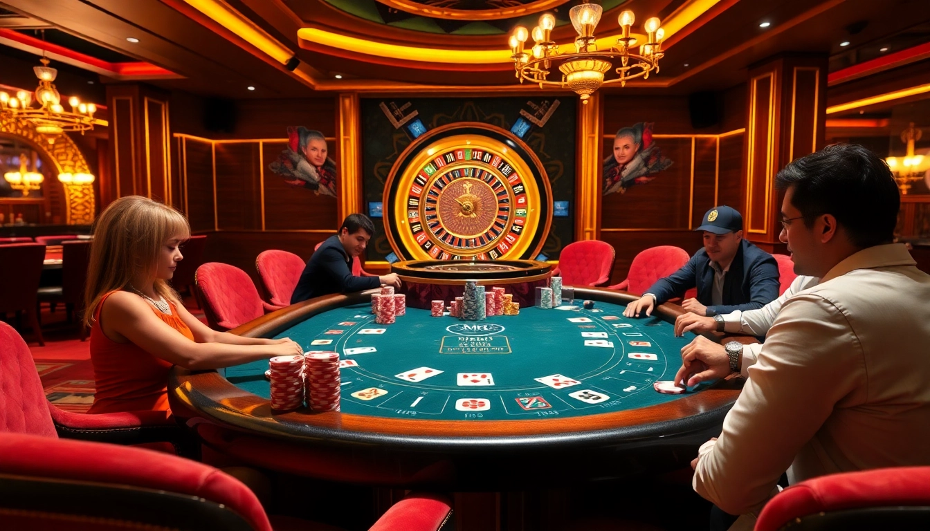 Exciting poker game at an MK 8 themed casino table with vibrant chips and cards.