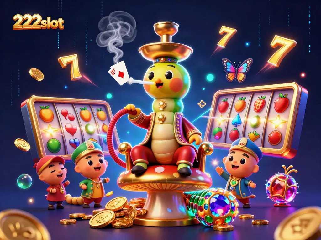 Menangkan jackpot dengan 222slot dan simbol buah berkilau di latar belakang permainan menarik.