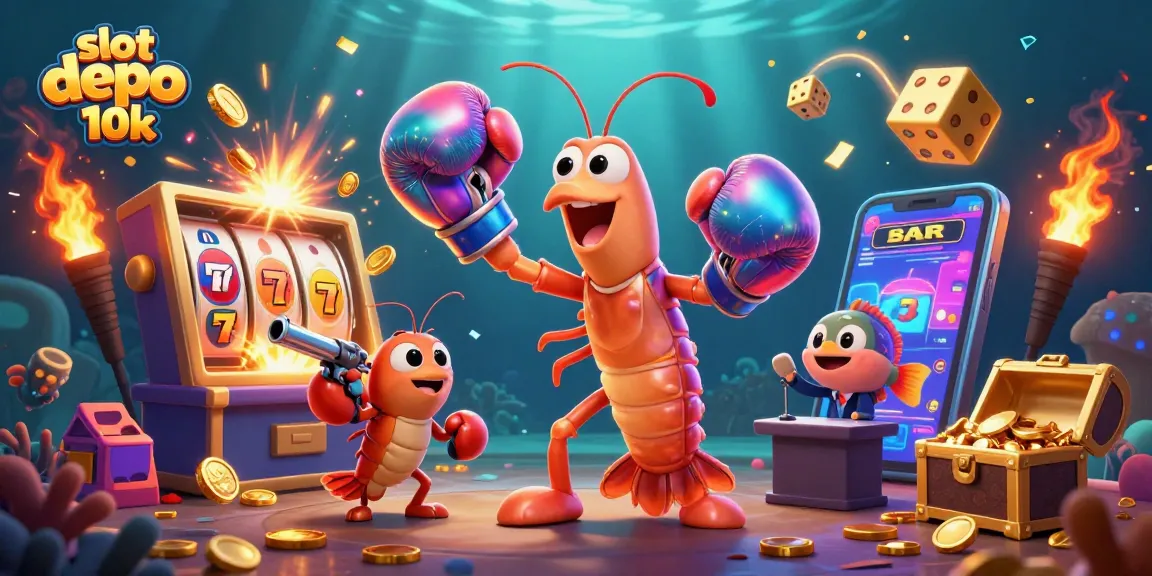 Experience excitement with slot depo 10k in an electric gaming scene featuring vibrant characters and jackpot elements.