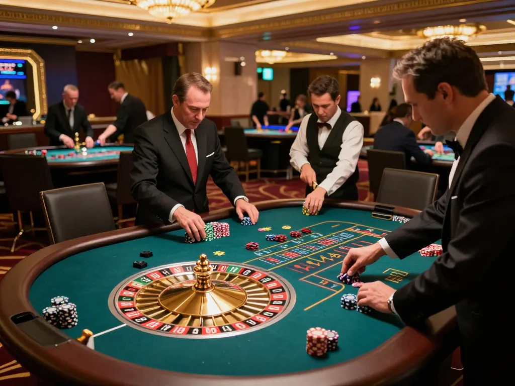 Experience the thrills of nk88 casino as players engage at elegant roulette tables.
