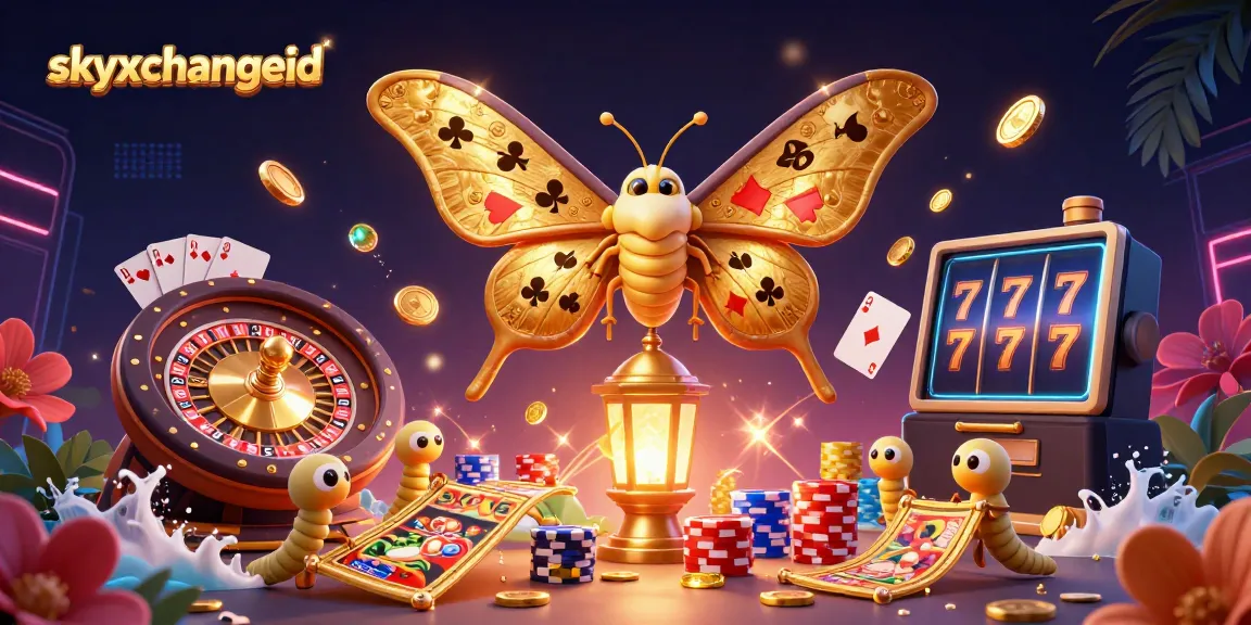 Experience exciting betting with a golden atlas moth and casino elements on skyxchangeid.