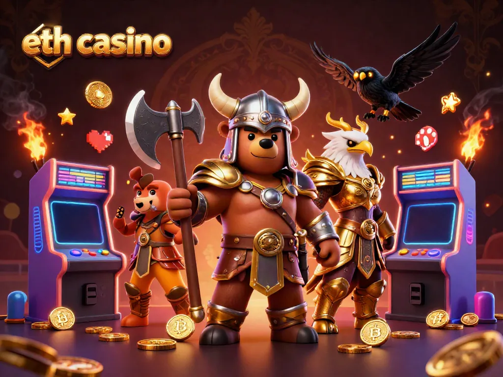 Experience eth casino magic with vibrant 3D characters and crypto-themed game elements.