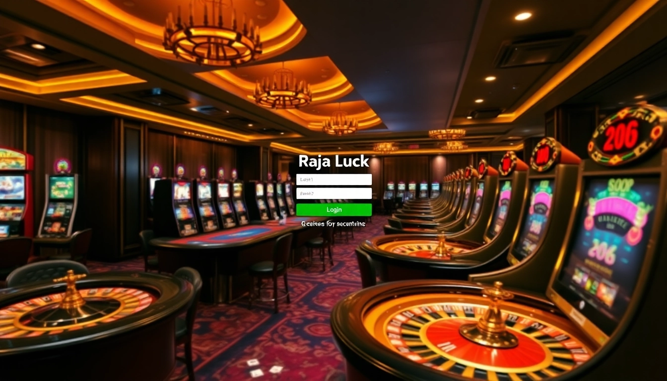 Exciting Raja Luck Login interface with vibrant casino games and professional players.
