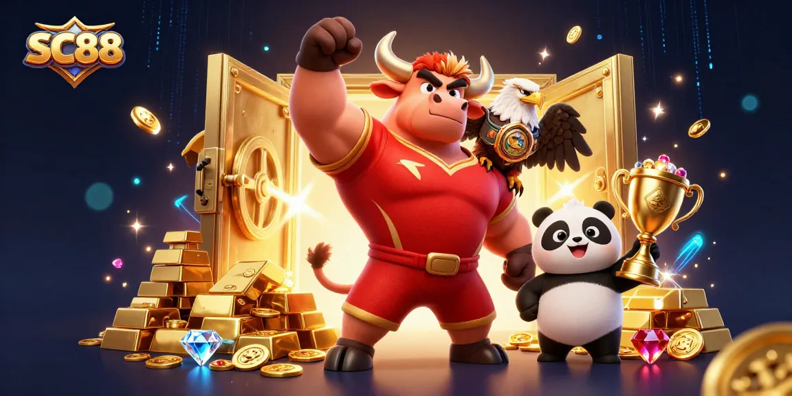 Experience thrilling gameplay with SC88's animated casino characters and vibrant treasures.