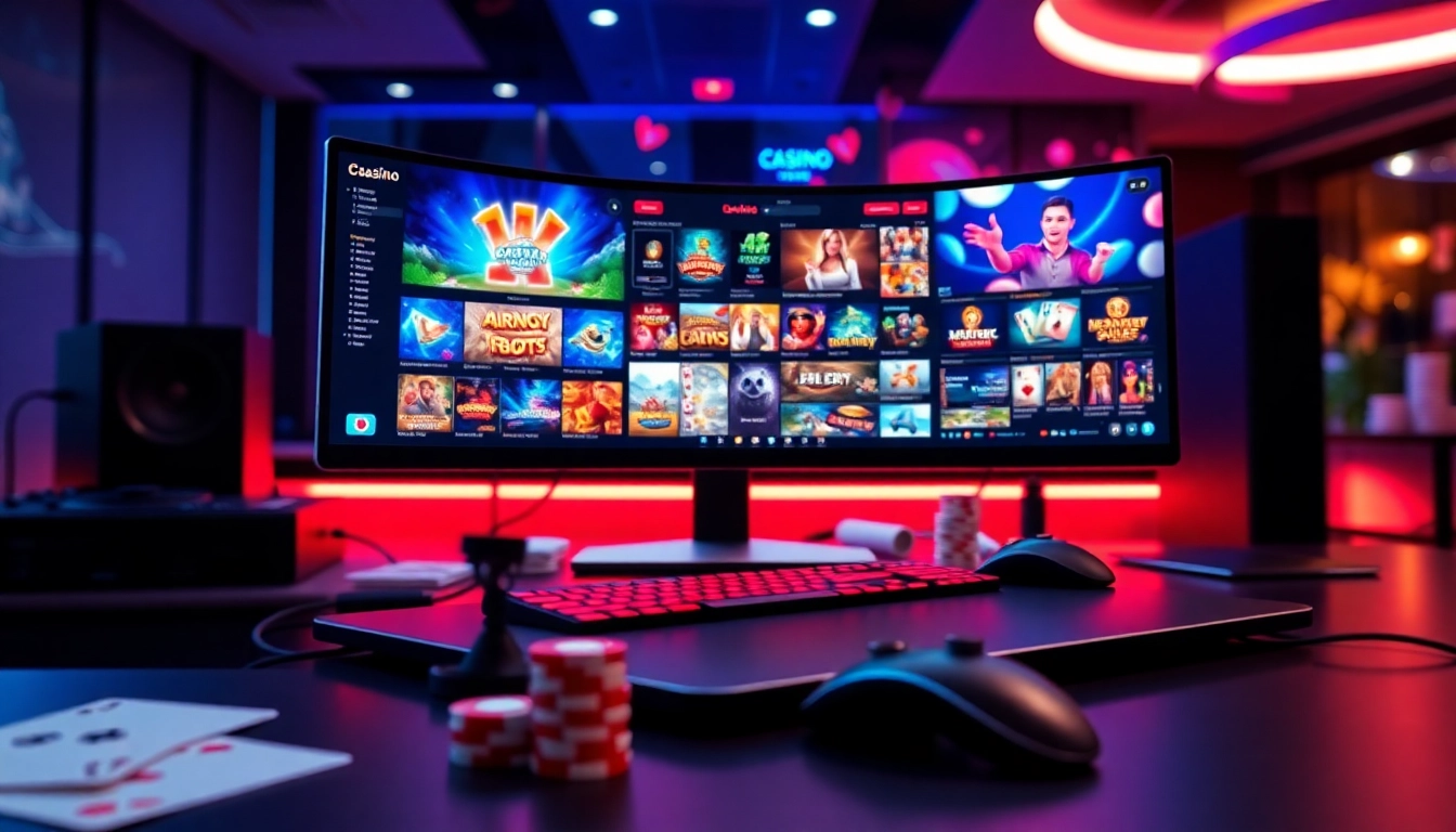 Spiele casino online spiele auf einem lebendigen Gaming-Setup mit aufregenden Grafiken.