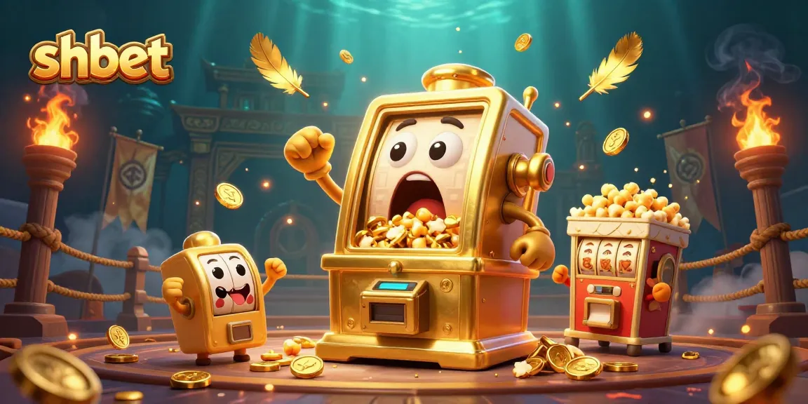 Experience the thrill of winning jackpots at shbet with animated golden slot machines celebrating victory.