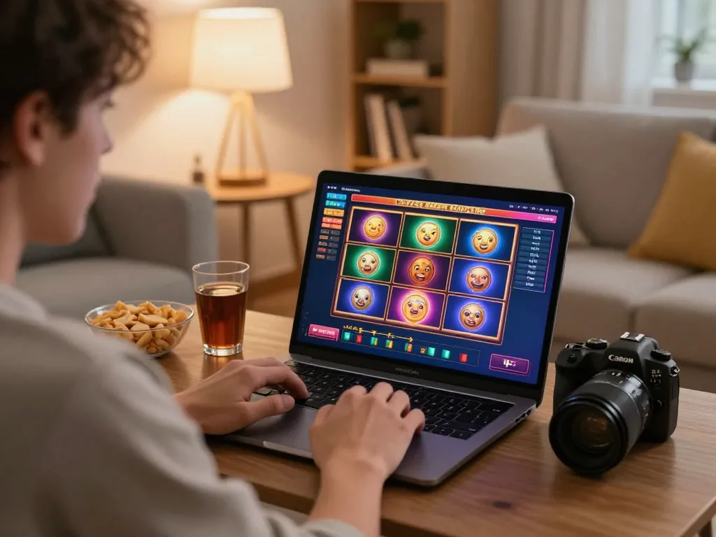 Player experiencing an exciting moment on 789F online casino while gaming from their cozy living room.