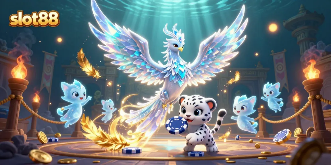 Slot88 menghadirkan suasana permainan dengan phoenix es dan kub kecil, memanggil keberuntungan di kasino.