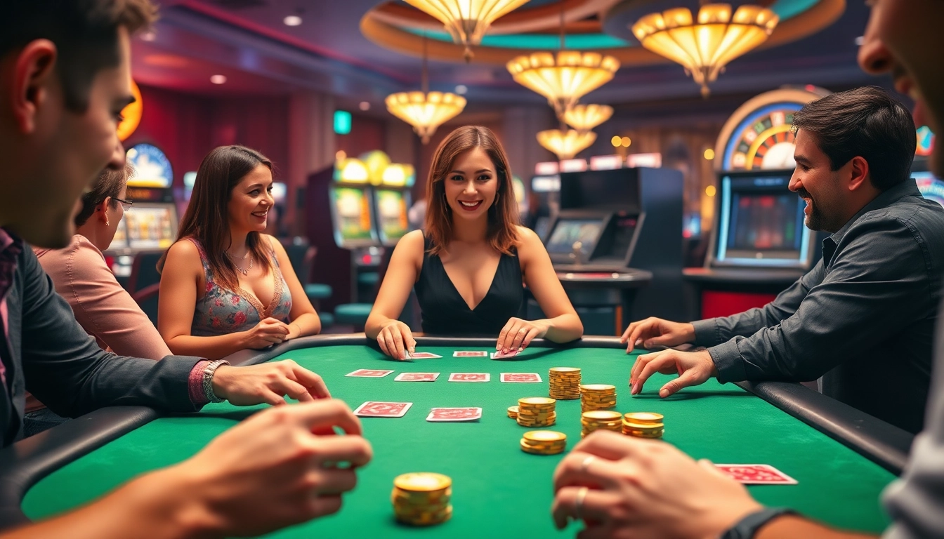 Players engaging at the TR88 poker table, highlighting a vibrant casino atmosphere.