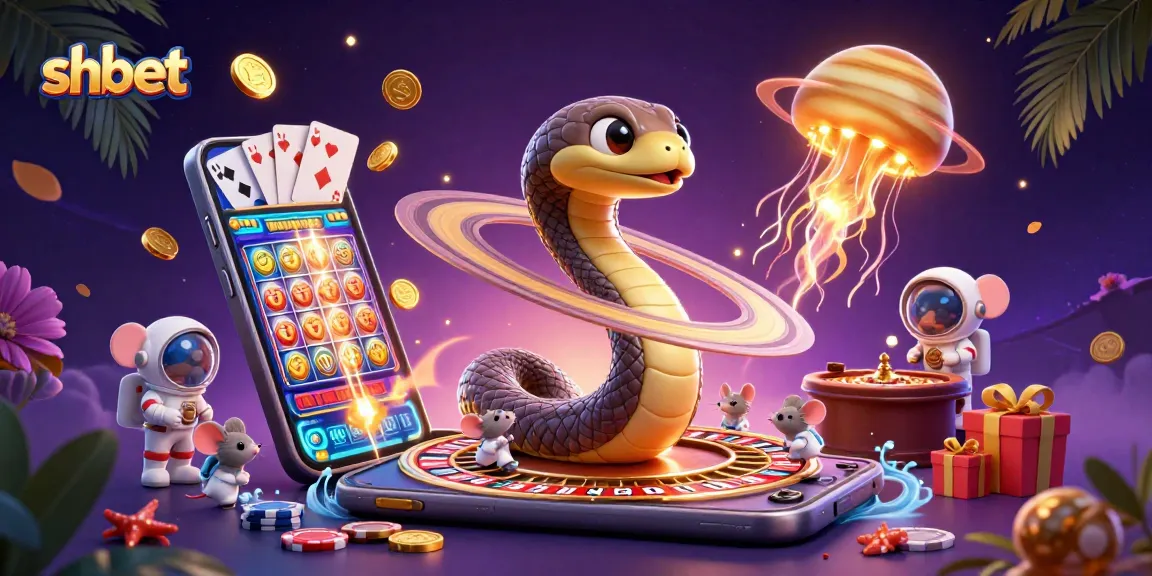 Engage with shbet's thrilling games featuring unique celestial characters in a vibrant cosmic casino scene.