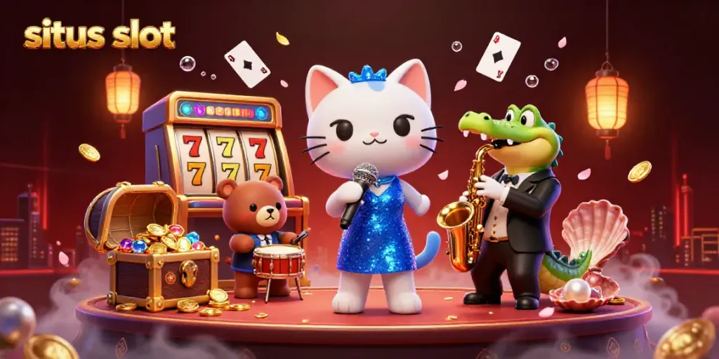 Experience the excitement of situs slot games with vibrant characters and dynamic casino elements.