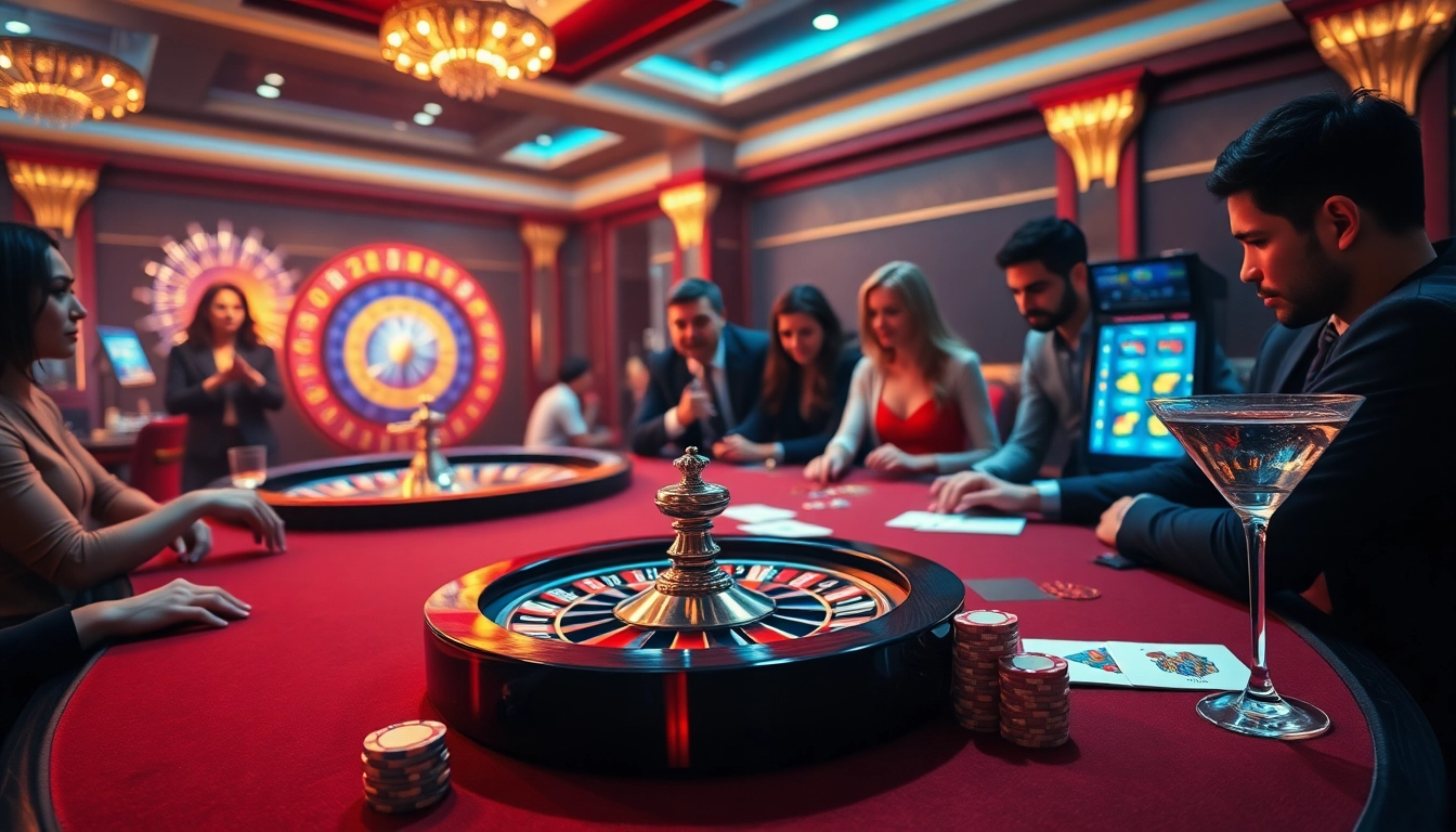 Gamblers enjoying a thrilling game at Ga6789's luxurious casino table.