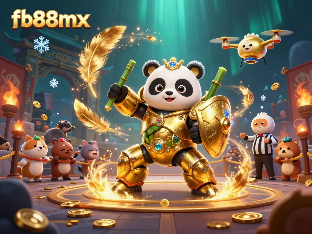 Experience thrilling gameplay with fb88mx in a dynamic 3D casino arena featuring a mech-suit panda!