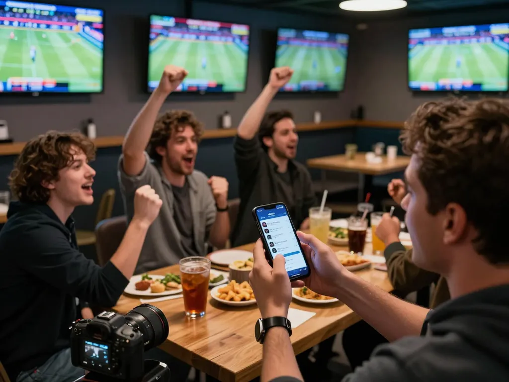 Fan placing bets on cm88 com sports app with friends, excitement in the air during live games.