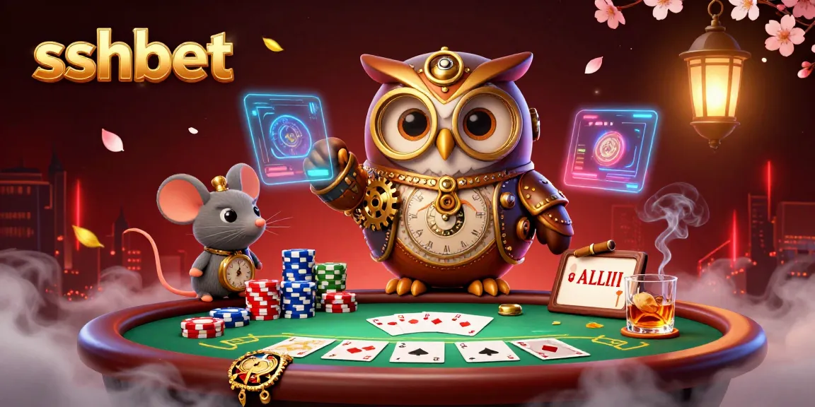 Experience thrilling poker action with sshbet's cartoon-style casino illustration featuring vibrant characters.
