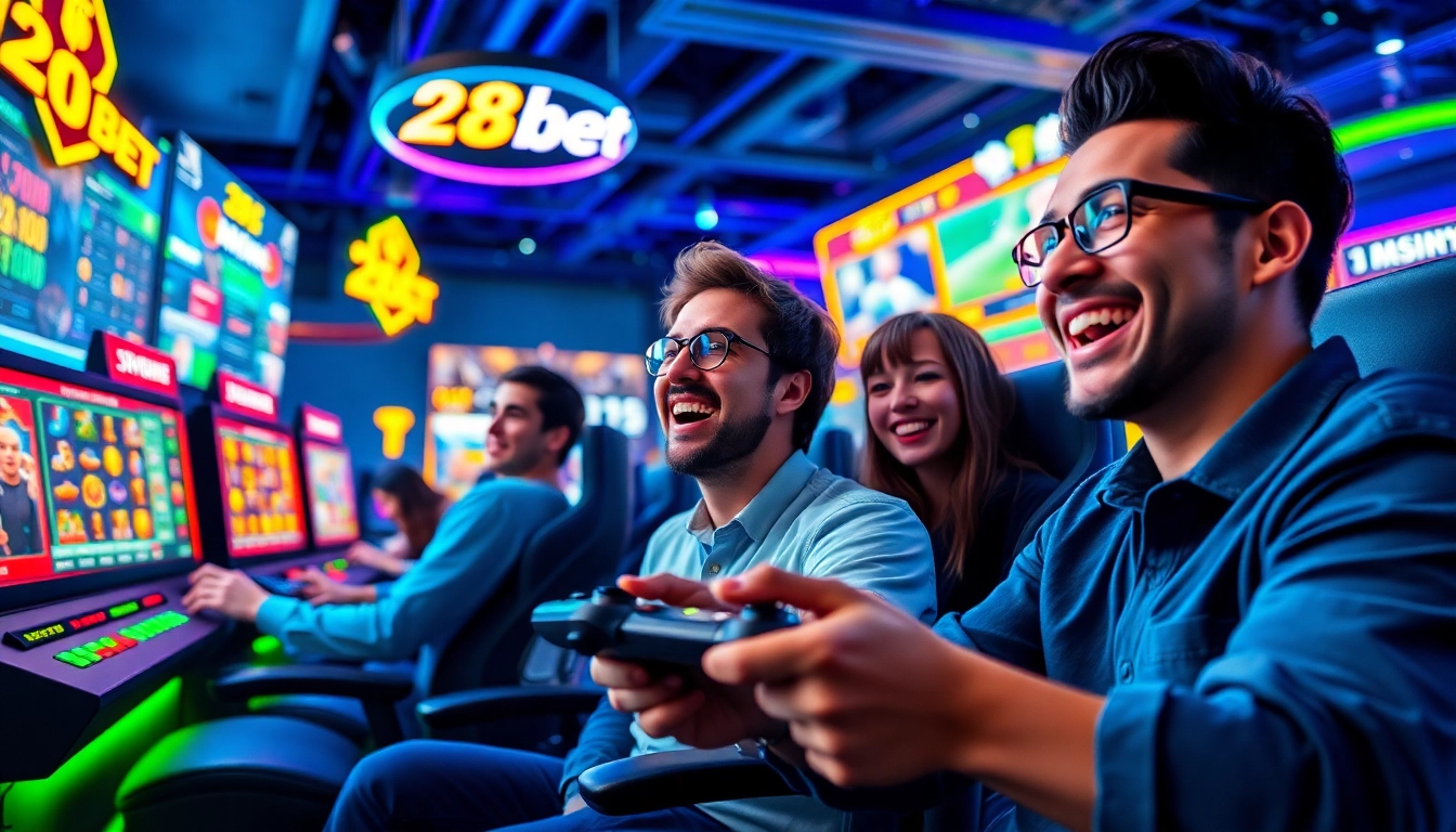 Players enjoying the 28bet game with vibrant graphics and exciting atmosphere.