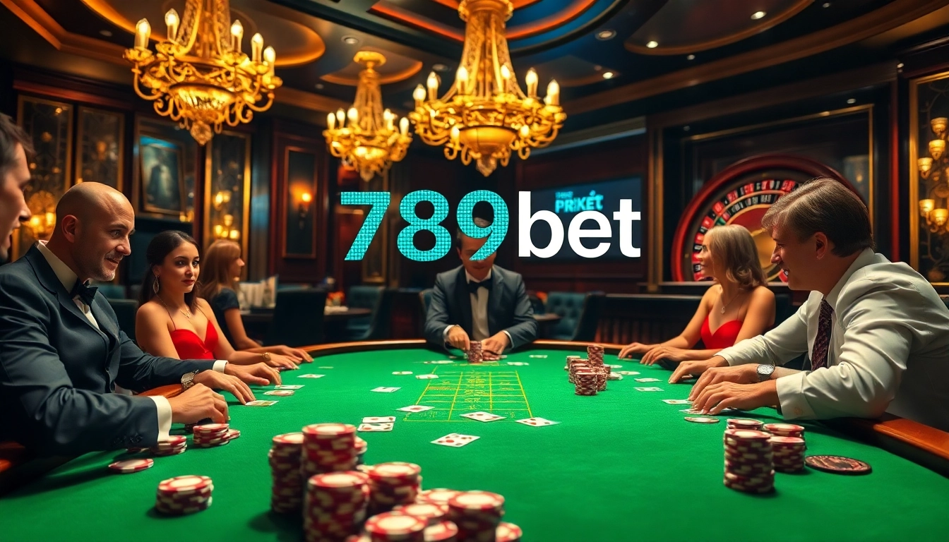 Players engage in a thrilling baccarat game at 789bet's luxurious casino, showcasing excitement and strategy.