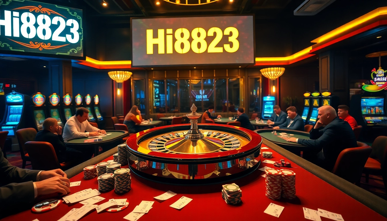 Players engaging at a high-stakes casino featuring Hi8823 with thrilling games and vibrant atmosphere.