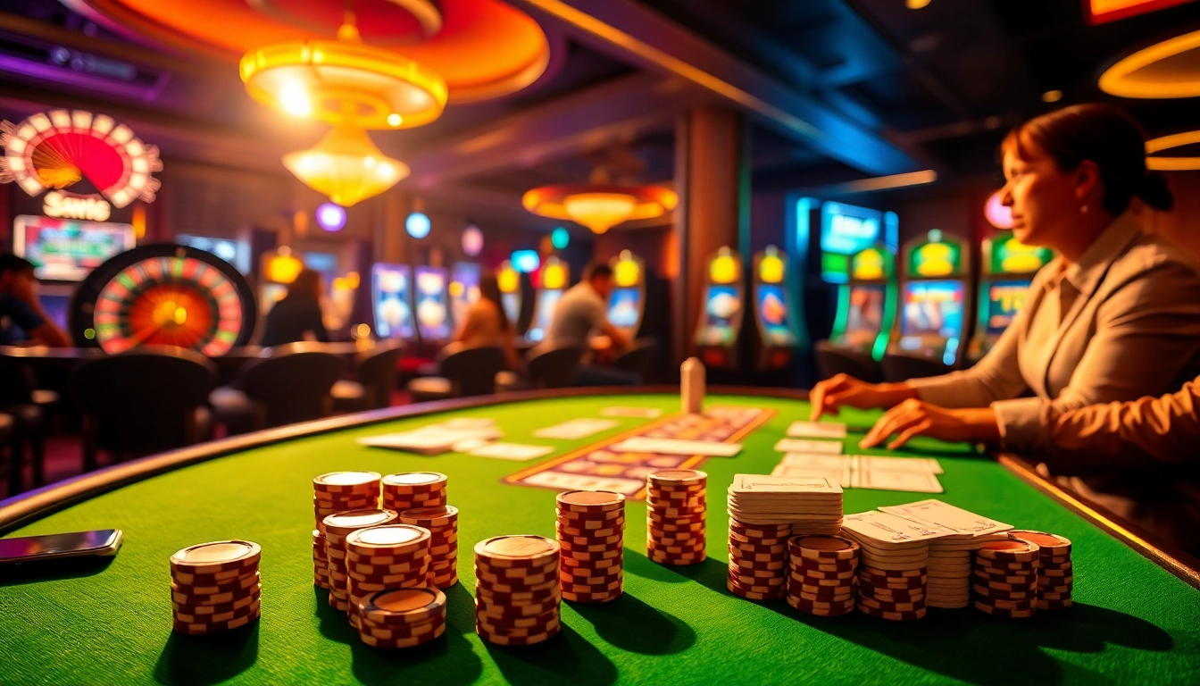 Nikmati permainan yang mendebarkan di https://kingarthurcafe.com/menu dengan chip poker berwarna-warni dan mesin slot yang menyala.