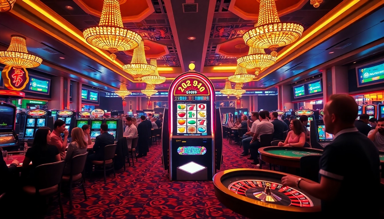 Thrilling gameplay at a 슬롯사이트 with vibrant slot machines and engaging players.