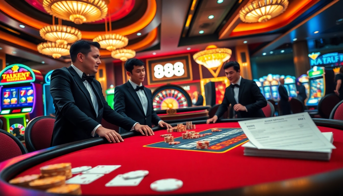 Engaged players at a vibrant poker table in the luxurious 888 new casino atmosphere.