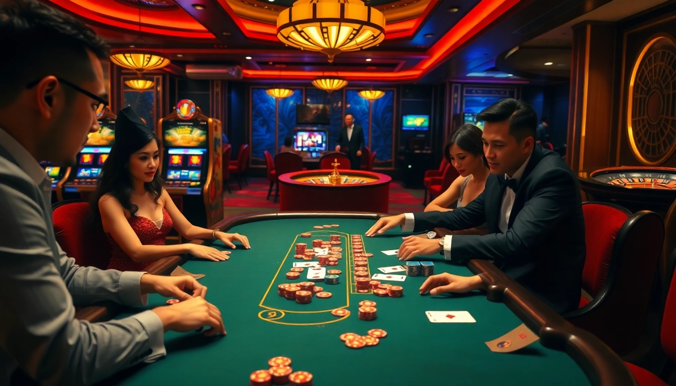 Experience high-stakes poker with jbo vietnam's vibrant casino atmosphere, showcasing intense gameplay and luxury.