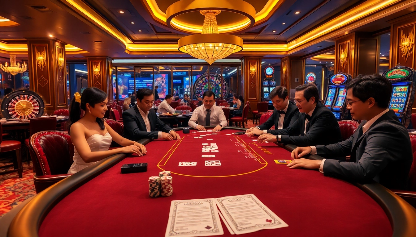 Exciting poker scene at 66slots8 com with luxury ambiance, betting slips, and casino decor.