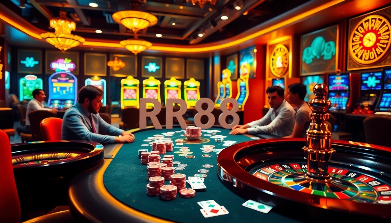 Experience the excitement of gambling at RR88 with vibrant casino tables and luxury.