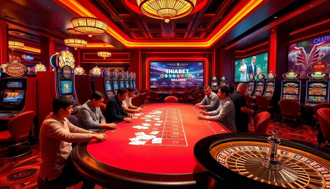 Engage in thrilling games at https://thabet.vegas/ featuring luxurious casino tables and vibrant slot machines.